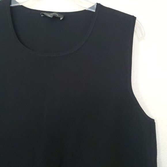 Ann Taylor Tunic Tank Top Womens XL Black Viscose Blend Round Neck Split Hem - Picture 4 of 15